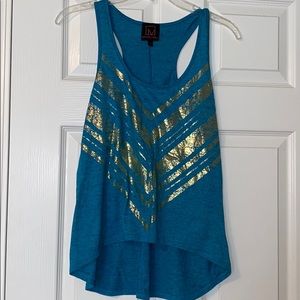 Teal blue tank with gold